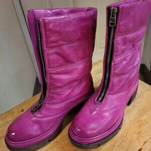 New A.S.98 Edwin Leather HOT Pink front zipper EU 37 Fits US 6.5-7 combat boots